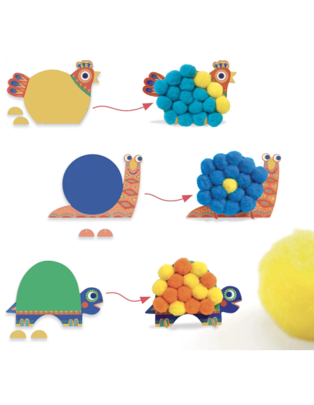 Collage Animals Suaus Djeco | Manualitat amb pompons per a infants