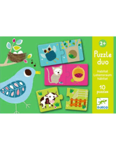 Puzzle Duo Hàbitat Djeco | Joc d'associació d'animals