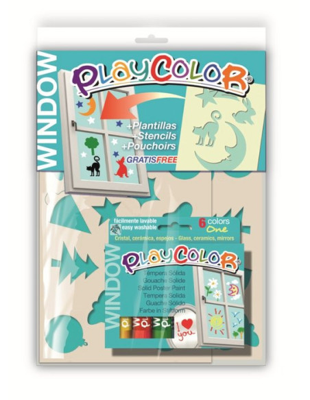 Set tempera i plantilles per a vidres