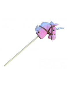 Unicorn de peluix Softik rosa – pal de fusta per cavalcar