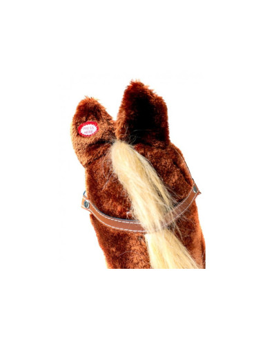 Cavall de peluix Softik marró – Pal de fusta per cavalcar