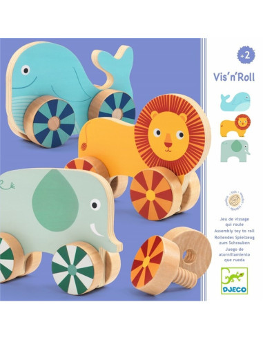Vis'n'Roll Animals de Fusta per Cargolar | Joc de Construcció