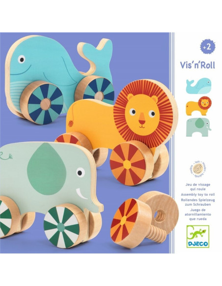 Vis'n'Roll Animales de Madera para Atornillar | Juego de Construcción