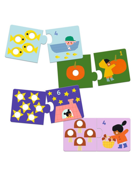 Puzzle Duo Primeros Números Djeco | Puzzle educativo para aprender a contar