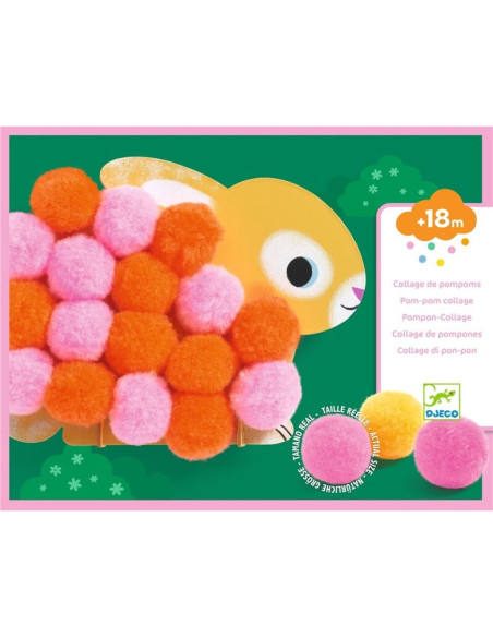 Collage amb Pompons Animals i Cercles Djeco | Manualitat infantil