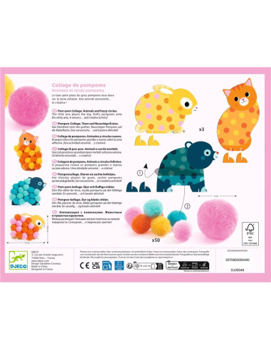 Collage amb Pompons Animals i Cercles Djeco | Manualitat infantil