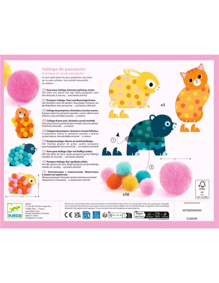 Collage amb Pompons Animals i Cercles Djeco | Manualitat infantil