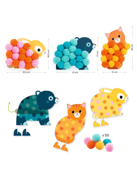 Collage amb Pompons Animals i Cercles Djeco | Manualitat infantil