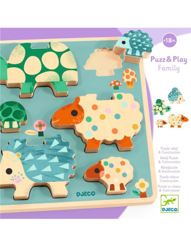 Puzzle de Madera Puzz & Play Family Djeco | Puzzle 2 en 1