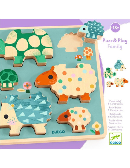 Puzzle de Madera Puzz & Play Family Djeco | Puzzle 2 en 1