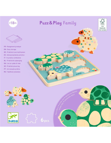 Puzzle de Madera Puzz & Play Family Djeco | Puzzle 2 en 1