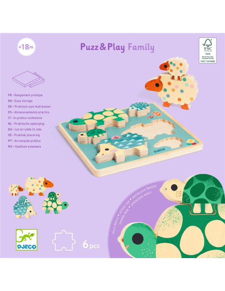 Puzzle de Madera Puzz & Play Family Djeco | Puzzle 2 en 1