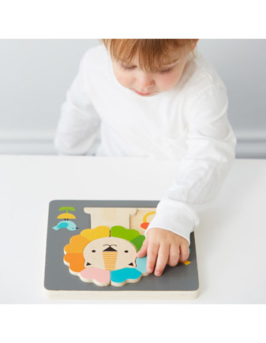 Rompecabezas de madera con león Petit Collage | Juguete educativo infantil