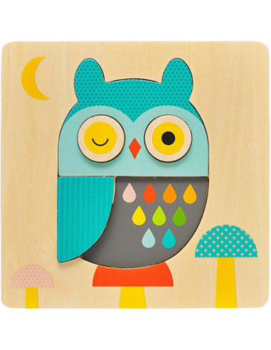 Puzle encaixable de fusta mussol Petit Collage | Joguina educativa