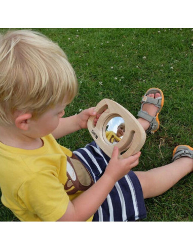 Mirall de fusta amb nanses | Joc sensorial infantil