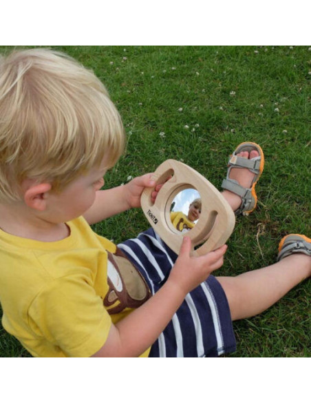 Mirall de fusta amb nanses | Joc sensorial infantil