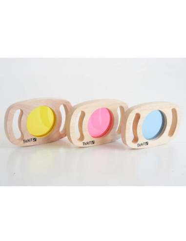 Panells de colors de fusta amb nanses | Joc sensorial infantil