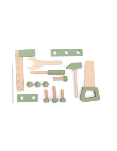 Herramientas de madera con bolsa | Juego de construcción infantil