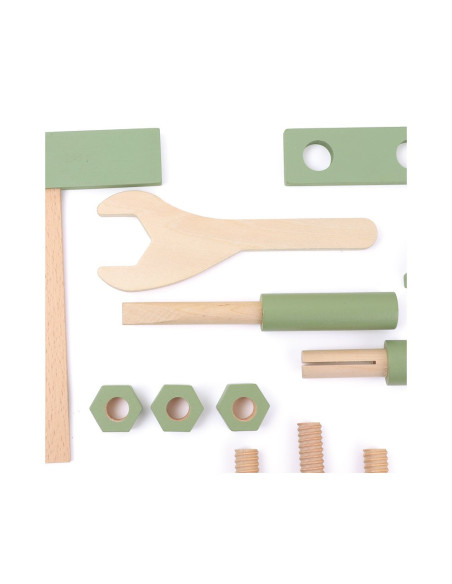 Herramientas de madera con bolsa | Juego de construcción infantil