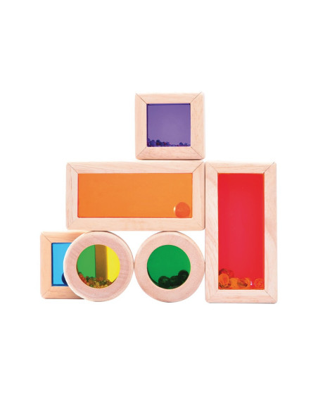 Blocs translúcids amb so | Joguina sensorial de fusta 18 mesos+