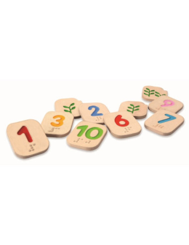 Números en Braille de madera PlanToys – juguete inclusivo | A Joc Lent