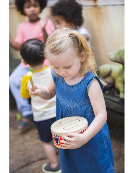 Tambor de madera PlanToys – instrumento musical infantil | A Joc Lent
