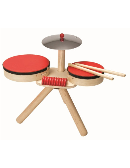 Batería de madera PlanToys – instrumento musical infantil | A Joc Lent