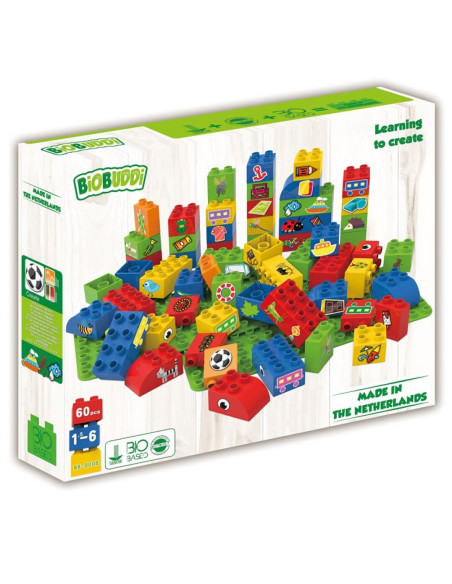 Juego de construcción ecológico BiOBUDDi 60 piezas | Bloques sostenibles