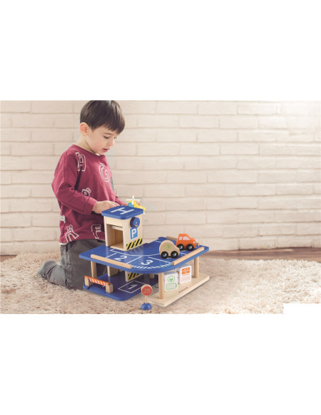 Parking de madera con ascensor EverEarth | Garaje infantil