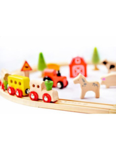 Conjunt tren granja | Circuit de tren de fusta infantil 2