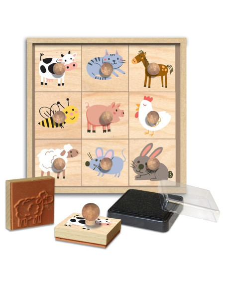 Crealign Segells de Fusta Animals de la Granja per Infants