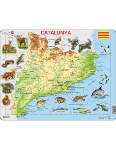 Puzzle Mapa de Cataluña y sus Animales 60 Piezas Larsen