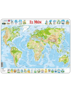Puzzle Mapa Físico del Mundo 80 Piezas Larsen