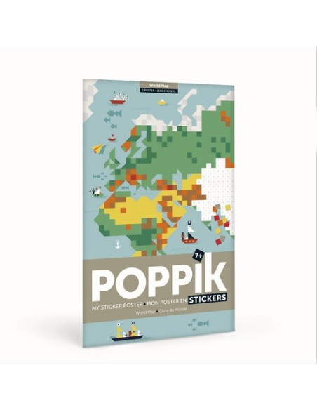 Póster Gigante de Pegatinas Mapamundi Poppik | Actividad Educativa