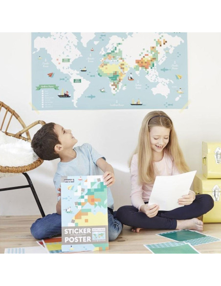 Póster Gigante de Pegatinas Mapamundi Poppik | Actividad Educativa