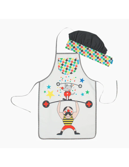 Delantal y Gorro Forzudos | Conjunto Infantil para Cocinar