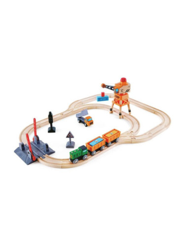 set de vies d'encreuament, locomotora i grua