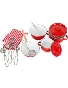 Kit de utensilios de cocina rojo Small Foot | Set de cocina infantil