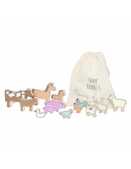 Animals de granja de fusta amb bossa Jabadabado | Figures de fusta