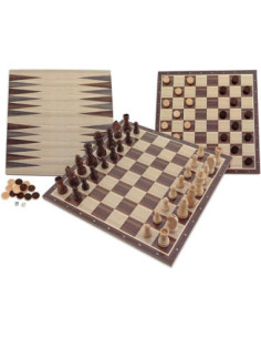 Ajedrez, damas y backgammon | Juego 3 en 1 de madera 2