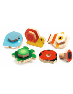 Tourna Basic | Juego de atornillar animales de madera