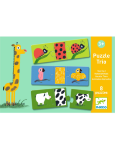 Puzzle Trio Animales con Pelaje | Puzle evolutivo de 3 piezas