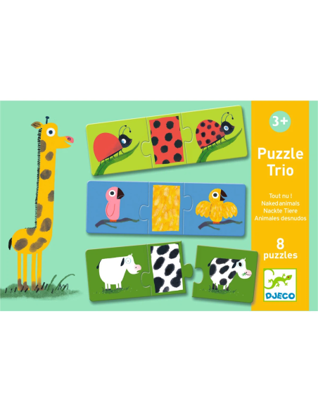 Puzzle Trio Animals amb Pell | Trencaclosques evolutiu de 3 peces