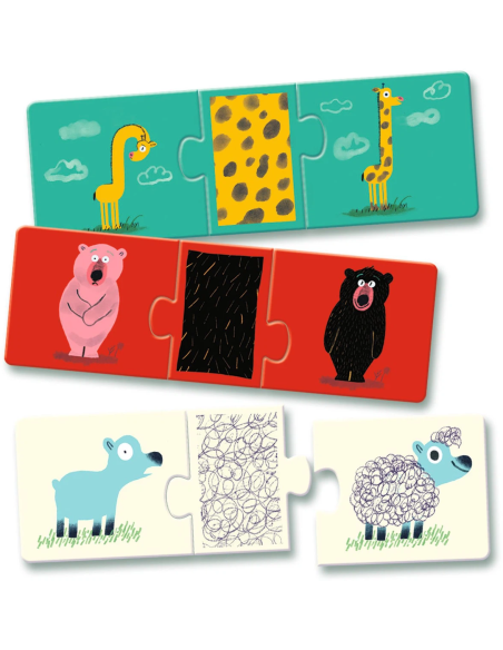 Puzzle Trio Animals amb Pell | Trencaclosques evolutiu de 3 peces