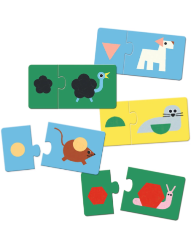 Puzzle Duo Formas y Animales | Puzle de asociación de 24 piezas